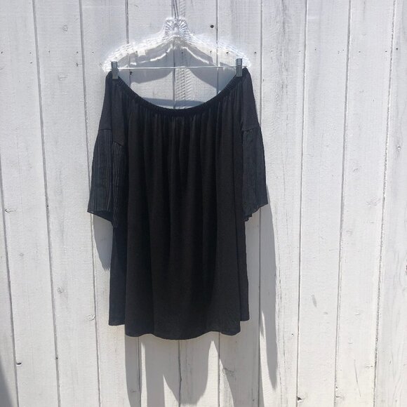 ASOS Off The Shoulder Accordion Bell Sleeve Top Blouse - Picture 1 of 7